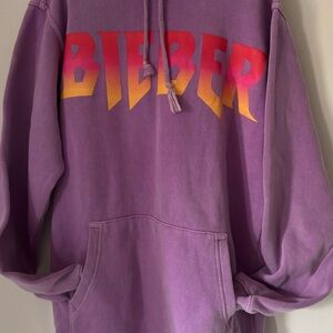 Justin Bieber JUSTICE TOUR Lavender Hoodie with Red Graphic